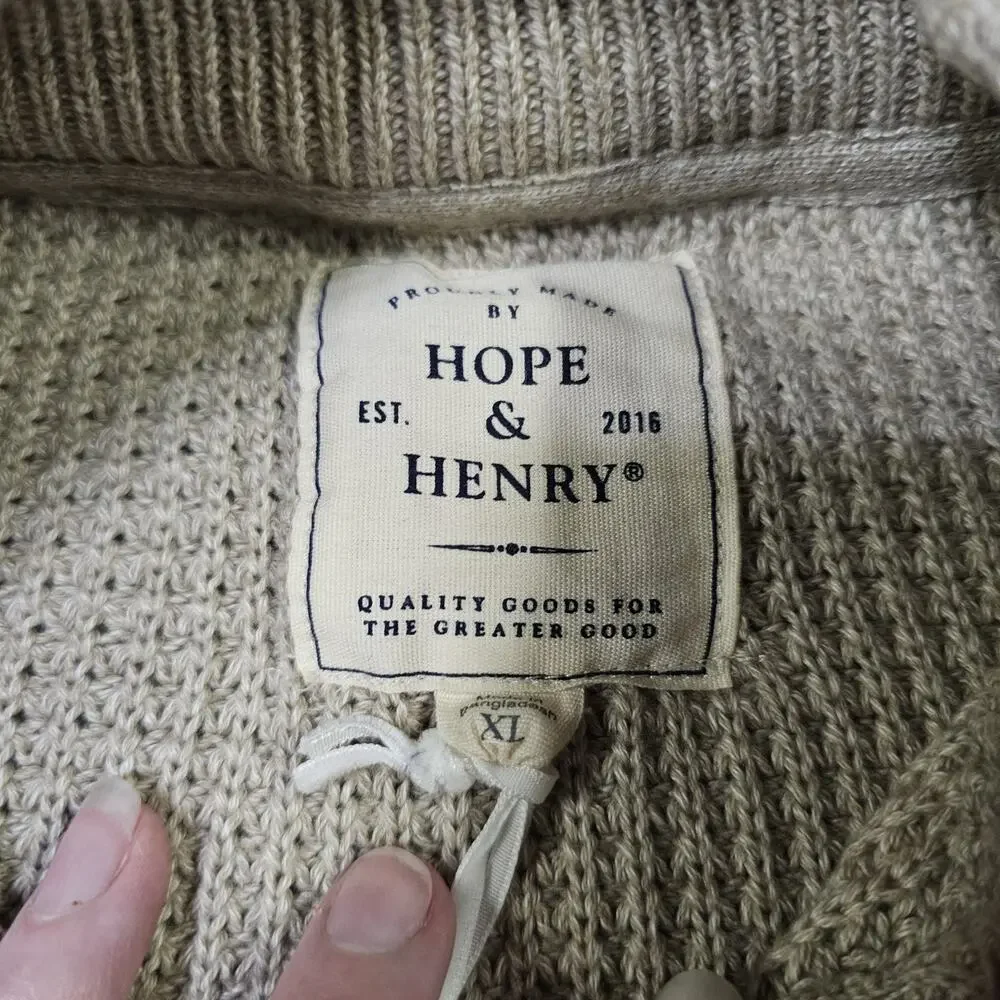 Mens Mock Neck Pullover Sweater Organic Cotton TAN XL NWT